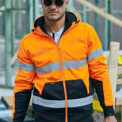 Taped Hi Vis Zip Fleece Hoodie with Sherpa Lining Thumbnail